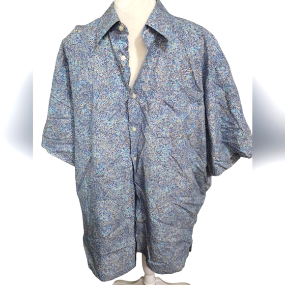 ST. CROIX 100% Cotton Short Sleeve Button Down Shirt In Blue Pattern. Size XXL - Picture 1 of 9
